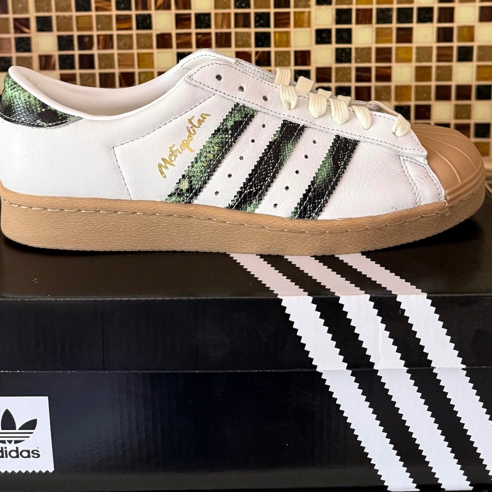 Adidas Superstar 80S Metropolitan USA White Green Gum Huf Shoes 8.5 New In Box